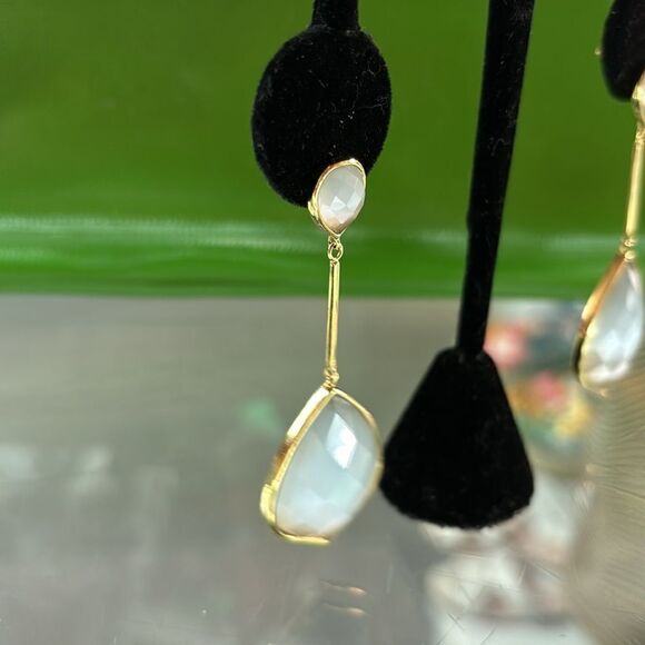 Faceted Crystal Dangle Earrings - Picture 3 of 8